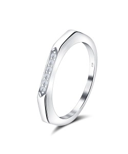 Unique Plain with CZ Stone Silver Ring NSR-4048